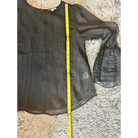 Stellah Semi Sheer Long Ruffled Sleeves Bell Cuff Blouse Sz Small - Picture 9 of 10